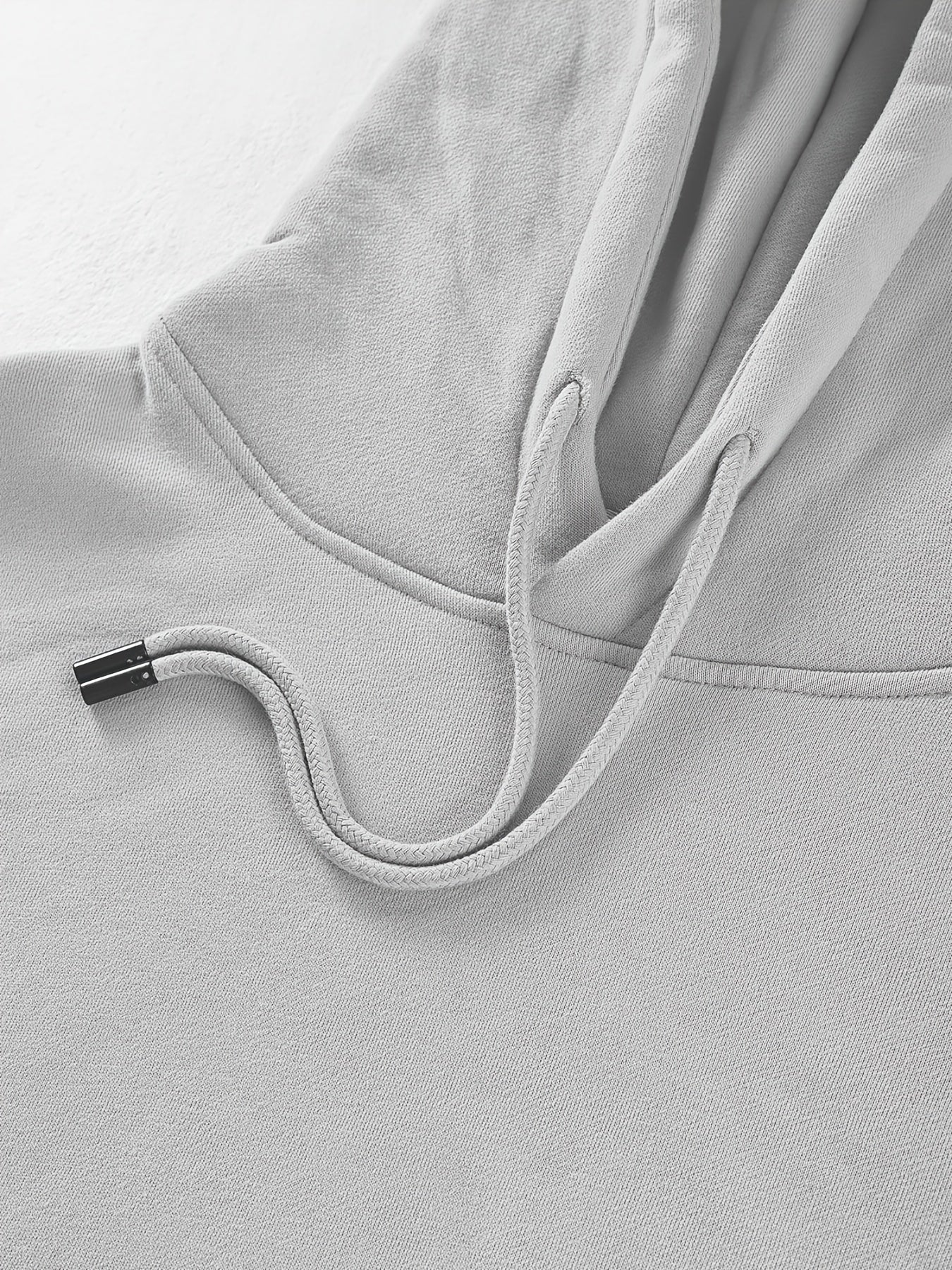 Men's Light Grey Hoodie Casual Polyester & Cotton Hooded Sweatshirt Tops