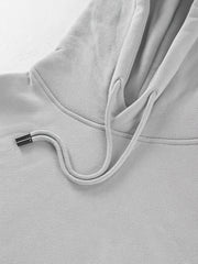 Men's Light Grey Hoodie Casual Polyester & Cotton Hooded Sweatshirt Tops