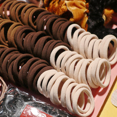 50pcs Hair Elastics Ties Solid Woven Rubber Bands Ponytail Holder