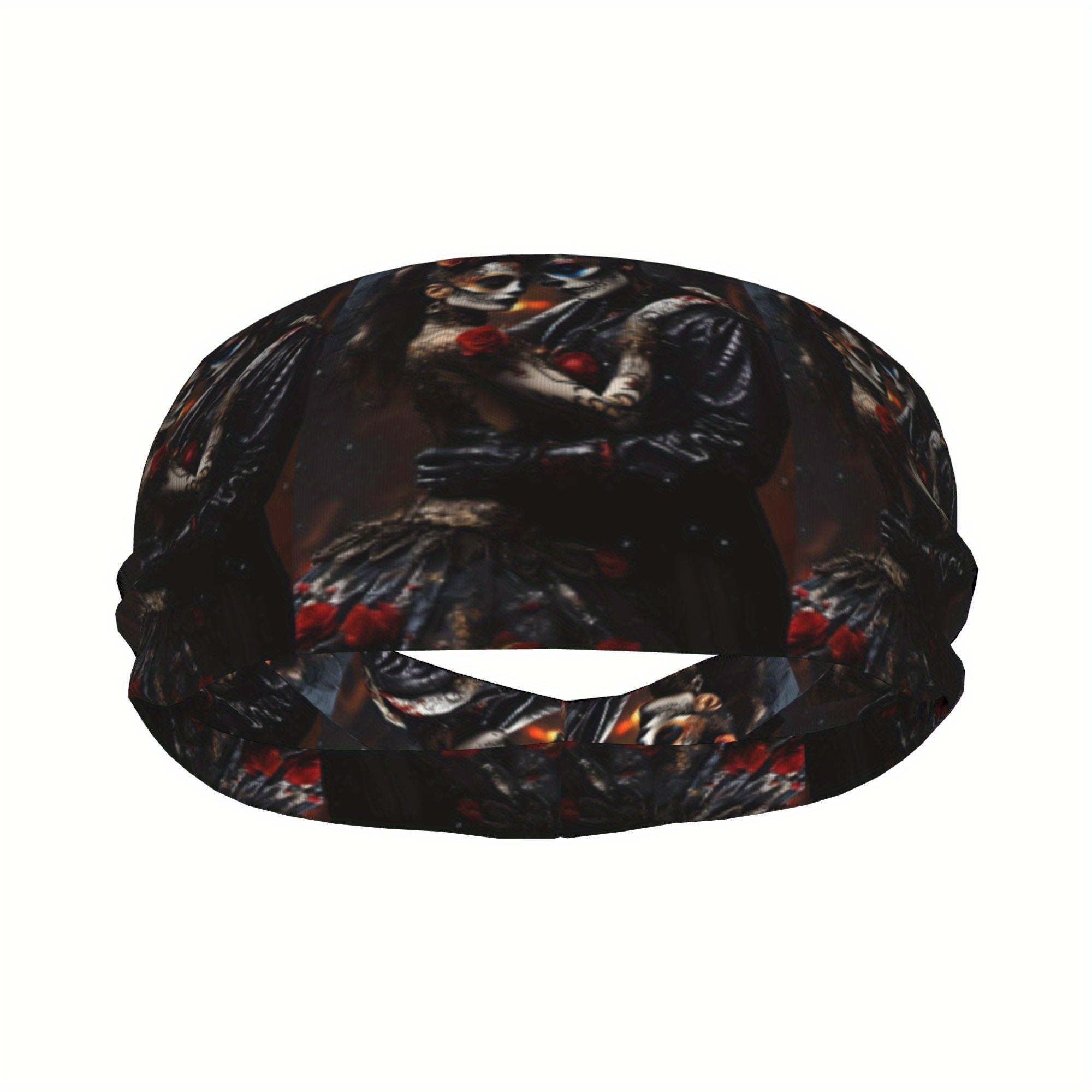 Skull & Floral Sports Headband Sweat Wicking Stretchy Polyester Yoga Gym