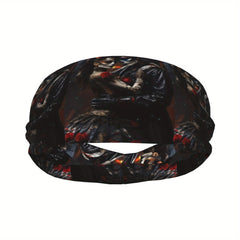Skull & Floral Sports Headband Sweat Wicking Stretchy Polyester Yoga Gym