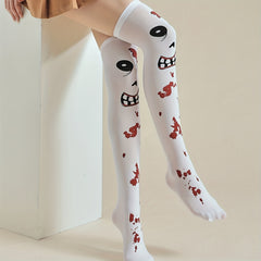 Bloody Print Thigh High Socks Halloween Cosplay Over The Knee Socks