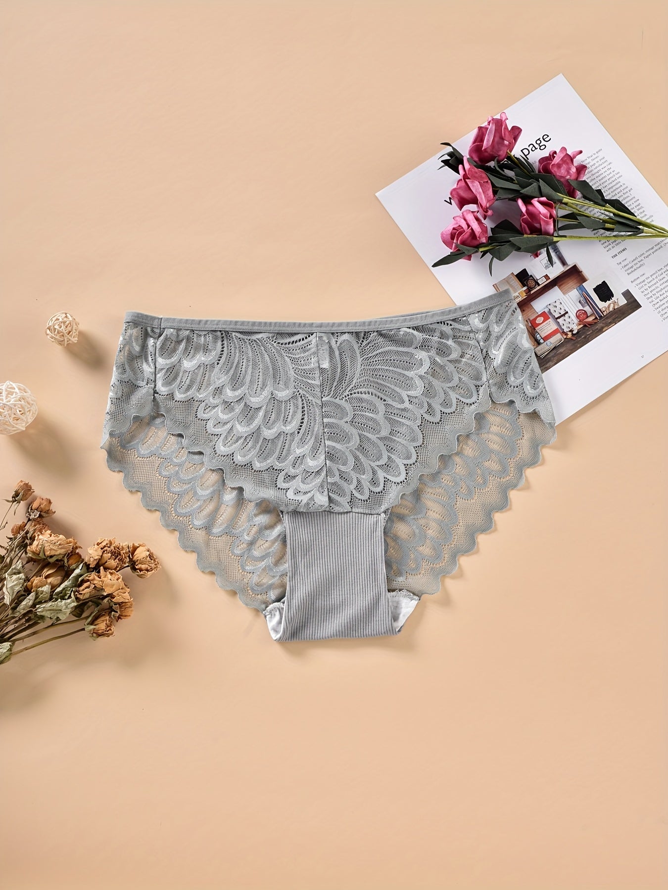 3 Pack Plus Size Graphic Lace Floral Print Panty Set