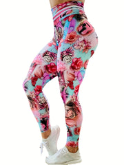 Floral Print High Waist Yoga Leggings Slimming Butt Lifting High Stretch