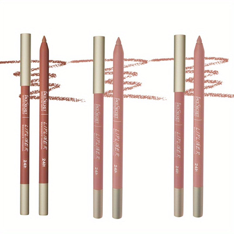 3 Pcs Nude Lip Liner Set Matte Finish with Matching Smooth Lip Liner