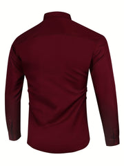 Men's Formal Plain Burgundy Button Up Shirt