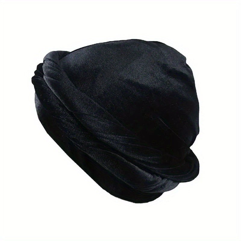 Mens Velvet & Satin Turban Hat Double Layer Ethnic Winter Headwear