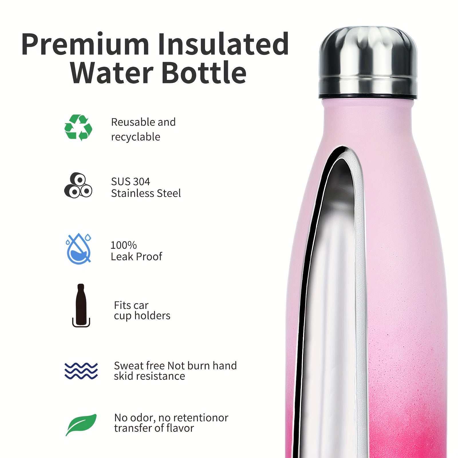 500ml 17oz Stainless Steel Sport Water Bottle Vacuum Insulated Leakproof Cup