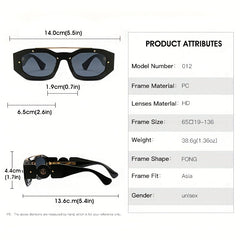 Small Frame Men's Sunglasses with Lion Head Decor