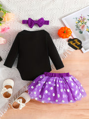 3pcs Baby Girls My 1st Halloween Onesie & Mesh Skirt Set