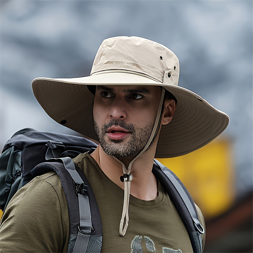 Men's Wide Brim Summer Bucket Hat UV Protection Sun Cap