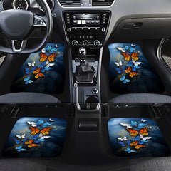 4pcs Colorful Butterflies Car Floor Mats Water Absorbent Non-Slip