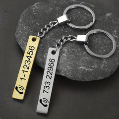 Engraved Bar Key Chain Custom Numbers Key Ring Gift