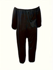 Off Shoulder Bubble Sleeve Jumpsuit with Pockets