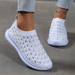 Women's Rhinestone Slip-On Sneakers Platform Shoes