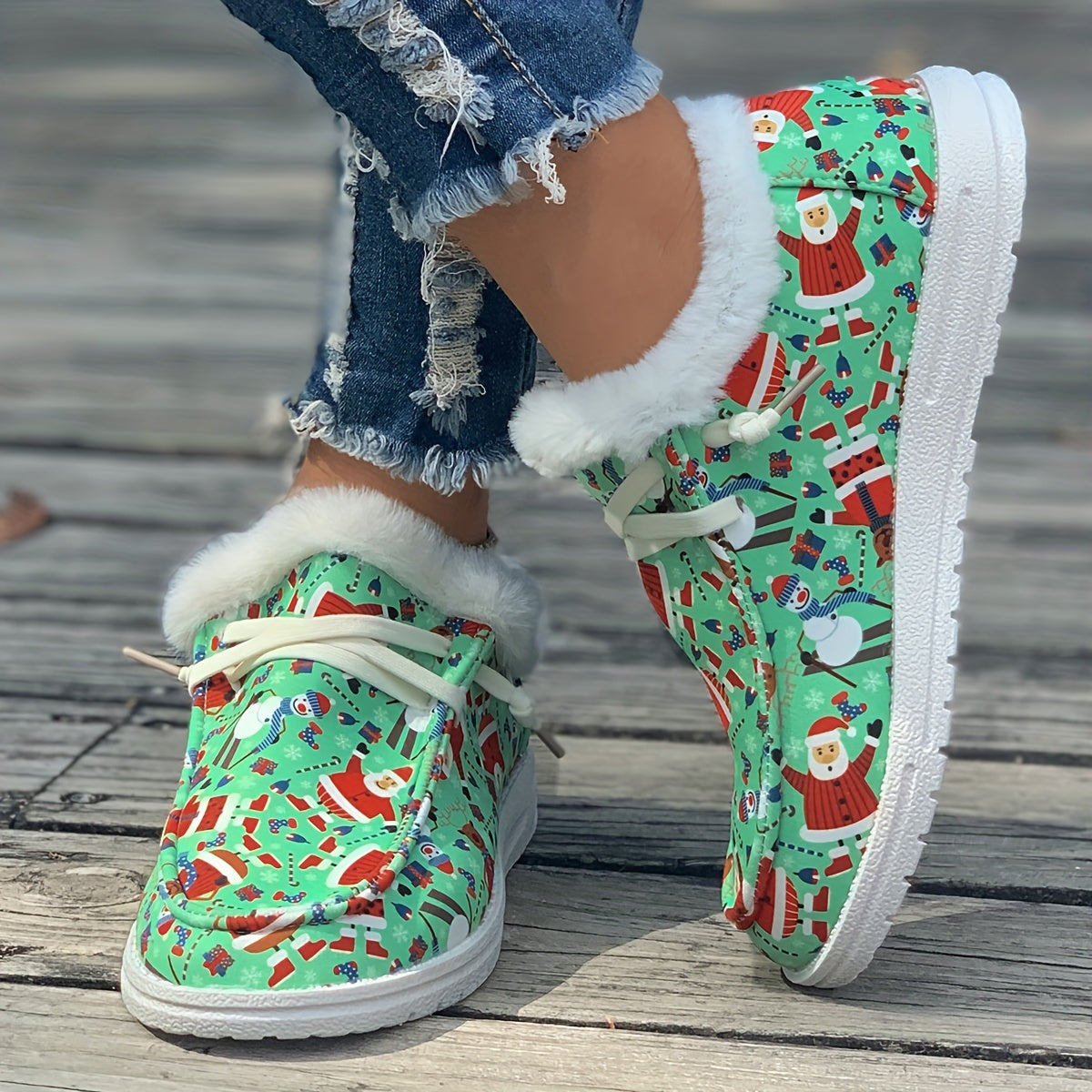 Women's Christmas Snow Boots Winter Plush Comfort Warm Flats
