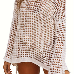 Sexy Cover Up Women's Plus Hollow Out Bell Sleeve