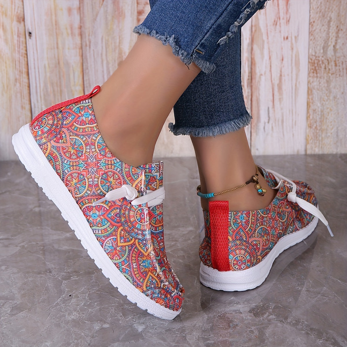 Women's Tribal Style Flat Loafers Lightweight Slip On Shoes