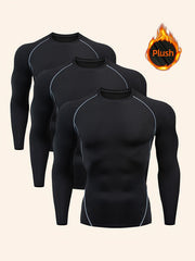 Men's Quick Drying Sweatshirt for Outdoor Gym Running - Long Sleeved Warm Top