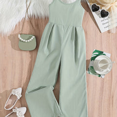 Girls Sleeveless Jumpsuit Casual Bib Pants Kids Clothes Summer