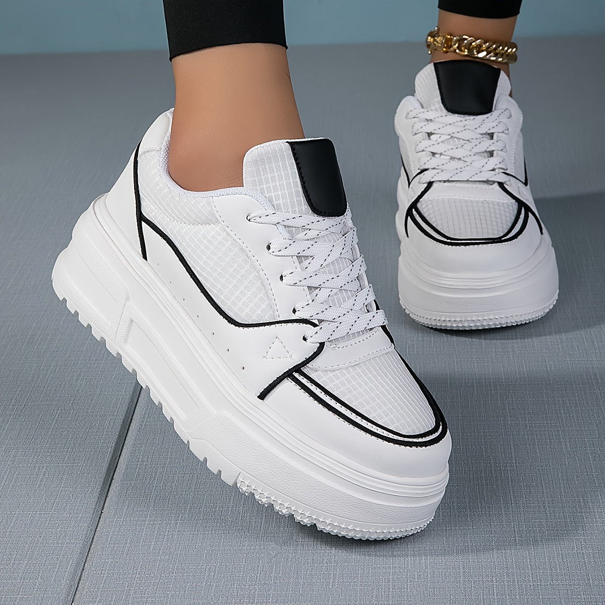 Breathable Mesh Platform Sneakers Height Increased Casual Shoes For Women