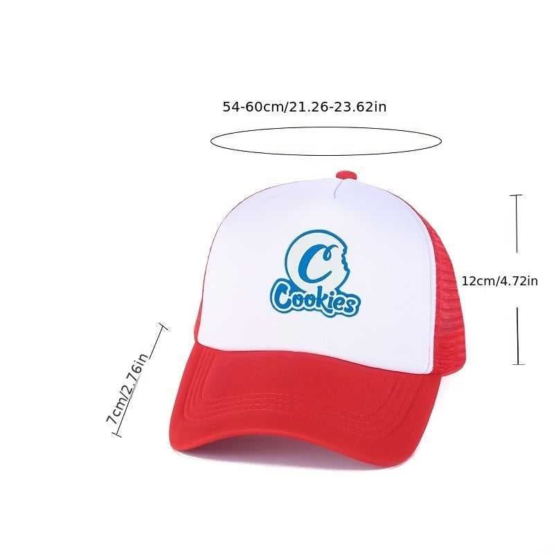 Cookies Print Baseball Hat Street Dance Hip Hop Peaked Cap Mesh Cap