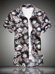 Men's Floral Print Camp Collar Hawaiian Shirt