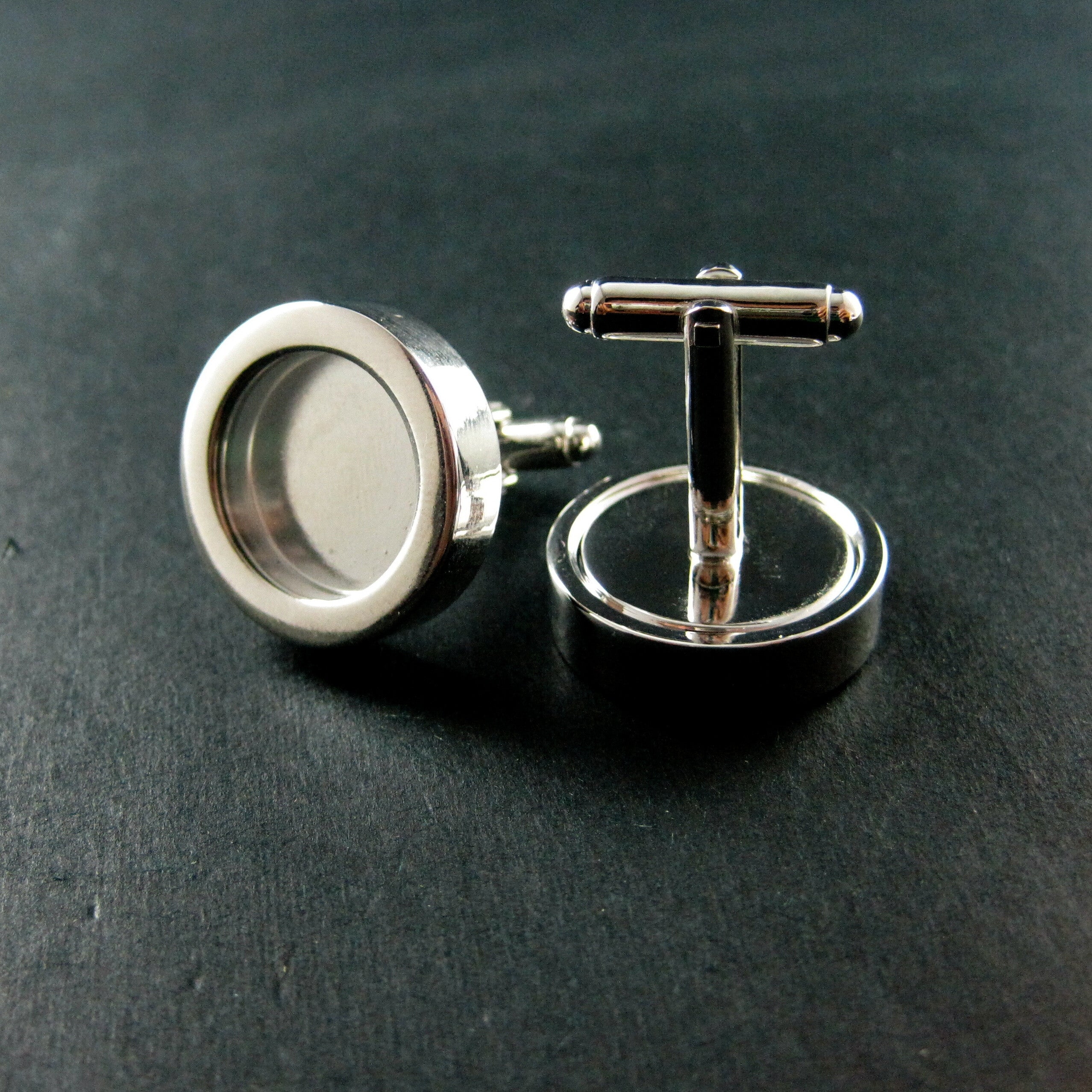 Classic Copper plated Round Glass DIY Space Box Sleeve Buckle For Men