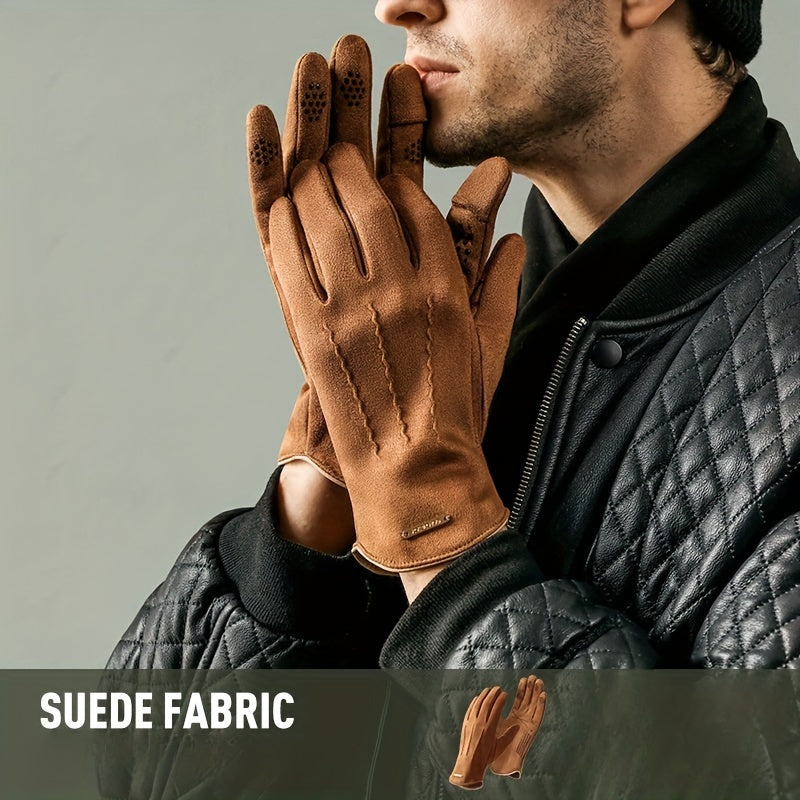 Men's Winter Suede Velvet Gloves Plus Velvet Thickened Warm