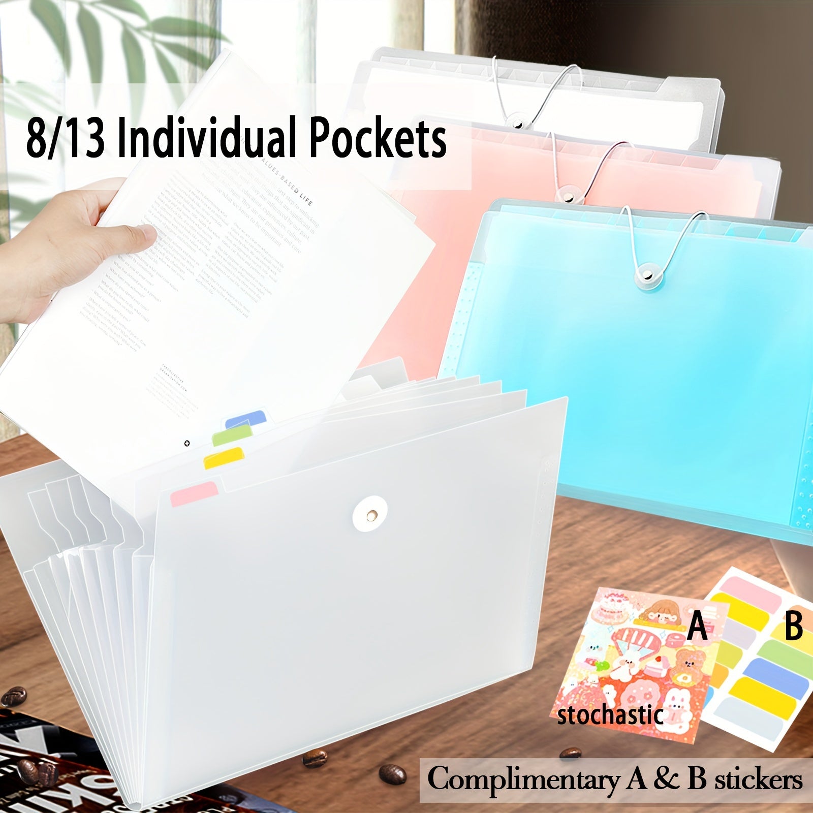 A4 File Folder 13 Pockets Expandable Waterproof Bag