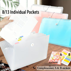 A4 File Folder 13 Pockets Expandable Waterproof Bag