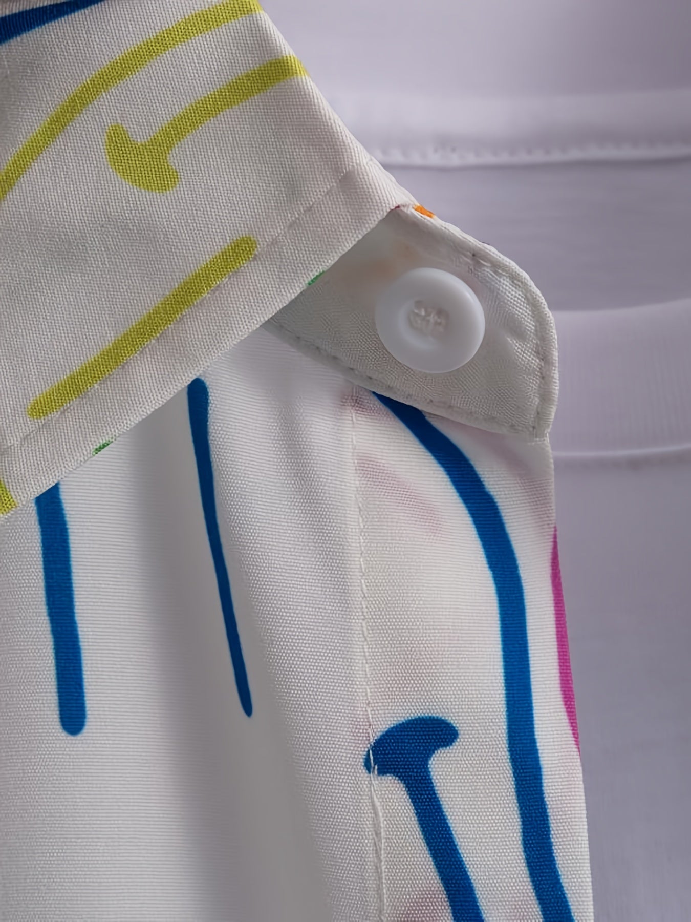Colorful Smiling Face Men's Short Sleeve Button Up Shirt