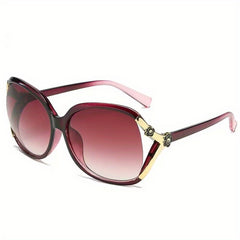 Round Frame Sunglasses Hollow Out Camellia Decor UV400