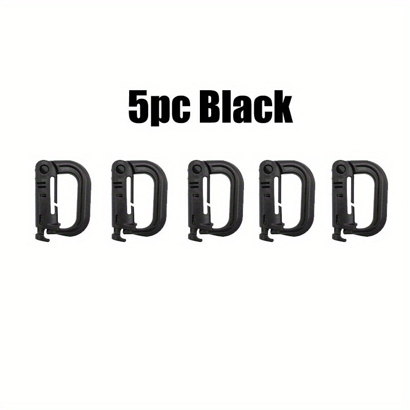 5pcs Plastic Hiking Buckles D Ring Backpack Hanging Spring Buckle
