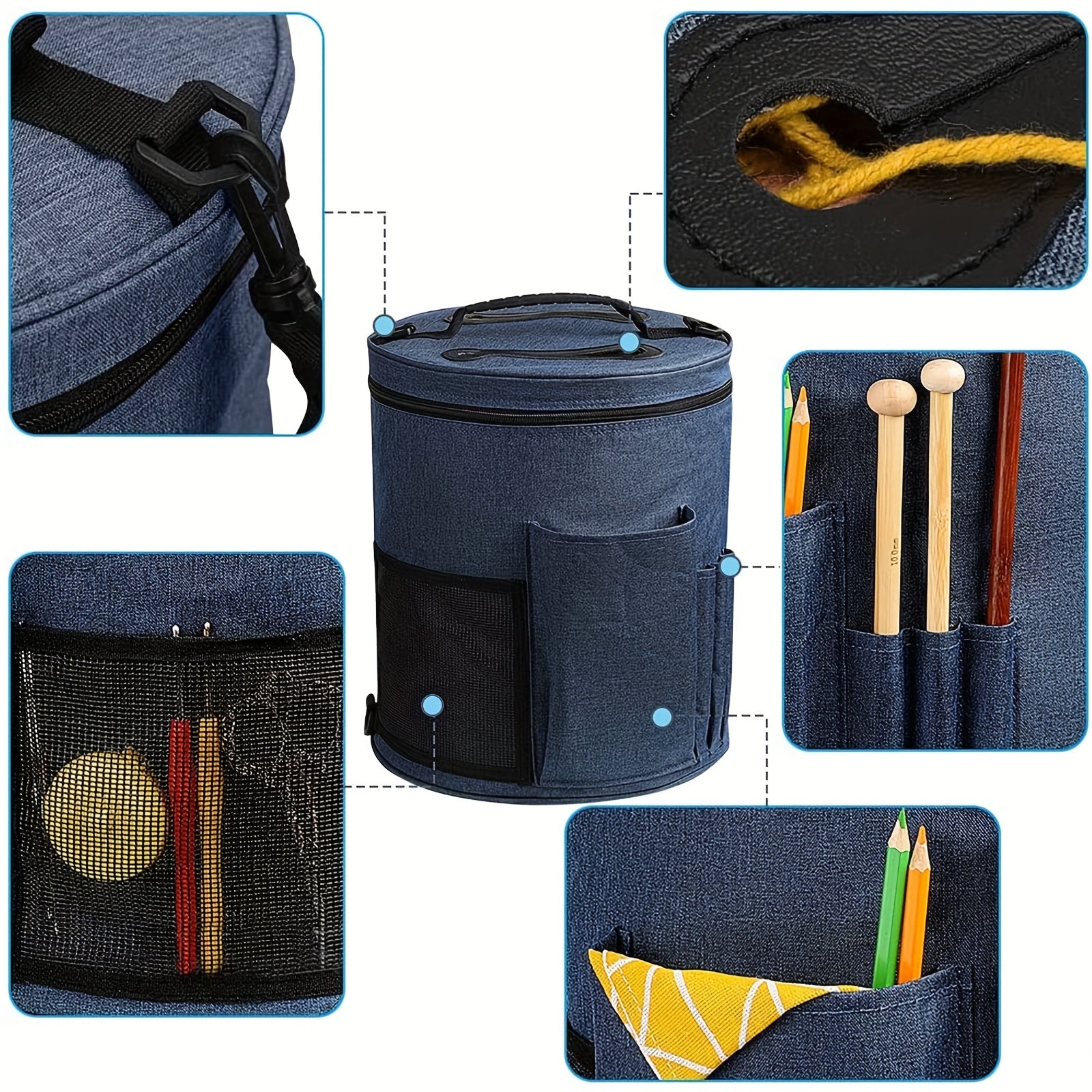 Knitting Bag Yarn Organizer Tote for Needles Crochet