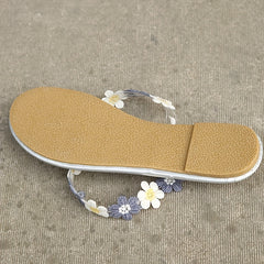 Women's Flower Flat Sandals Transparent Band Slip On Shoes