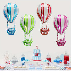 4pcs Hot Air Balloon 4D Party Balloon Aluminum Helium Balloon