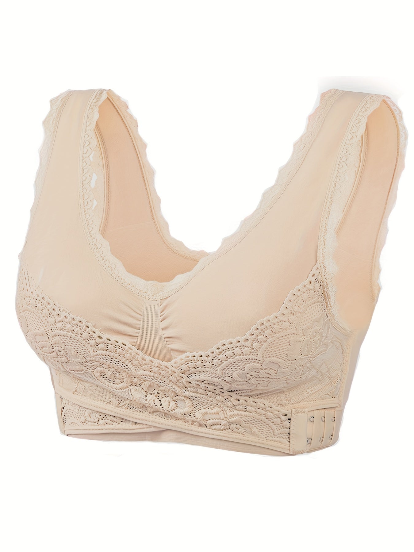 Lace Wireless Sports Bra Criss Cross Side Buckle Tank Bra