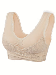 Lace Wireless Sports Bra Criss Cross Side Buckle Tank Bra