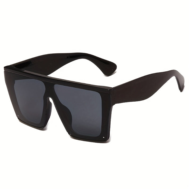Men's Large Square Frame Sunglasses Casual Mixed One piece Glasses