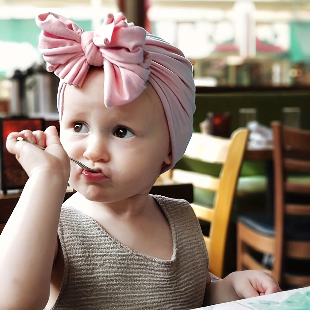 Knitted Baby Hat With Bowknot for Summer