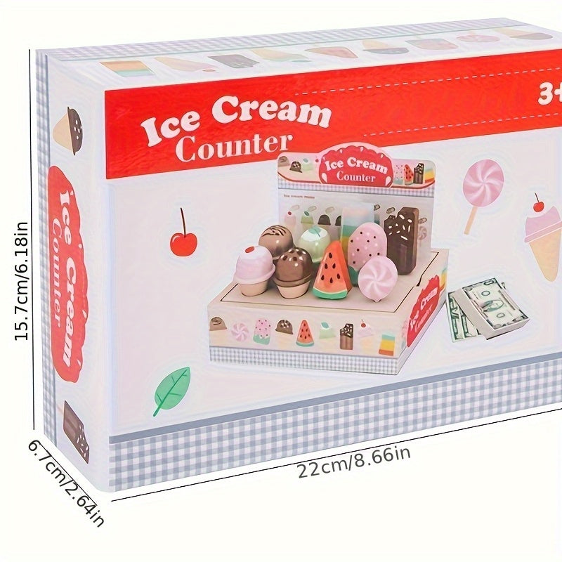 Kids' Ice Cream Shop Playset Recycled Wood Money Counting Game