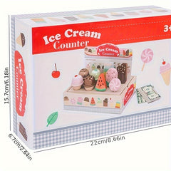 Kids' Ice Cream Shop Playset Recycled Wood Money Counting Game