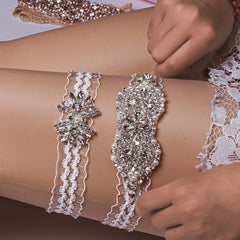 Bridal Sock Strap Rhinestone Applique Wedding Garter