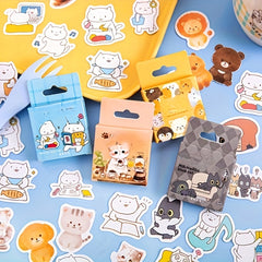 46pcs Animal Stickers Pack - DIY Journal Decoration Adhesive Sealing Stickers