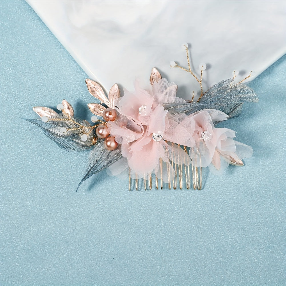 Pink Bridal Comb Wedding Hair Clip Hair Accessories Hair Jewelry
