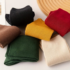 6 Pairs Warm Ribbed Socks Women's Stockings & Hosiery