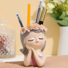 Resin Girl-Shaped Desk Organizer
