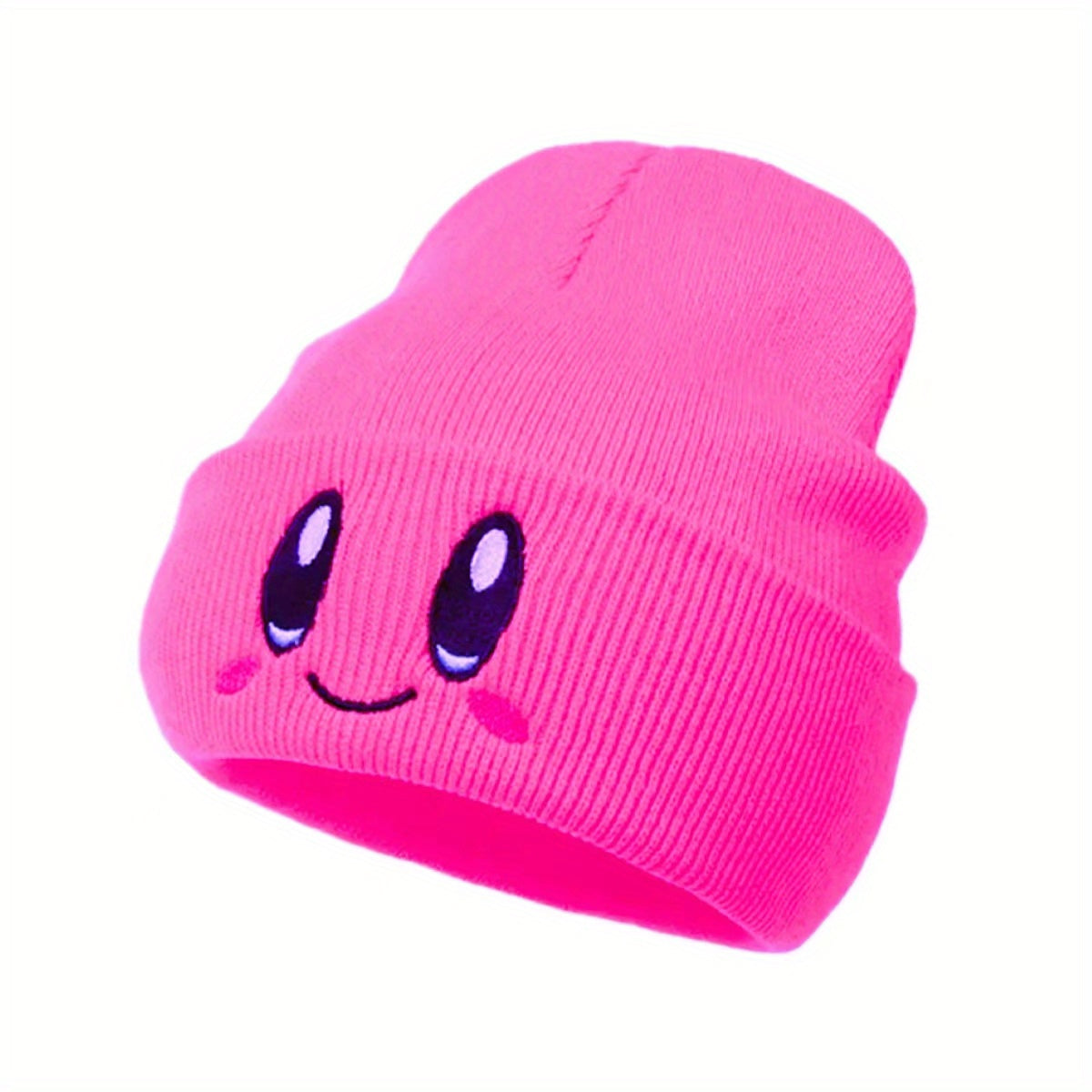 Anime Smiling Embroidery Beanie Hat Cute Lightweight Warm Ski Hats