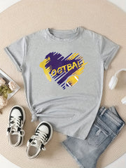 Women's Football Graphic Short Sleeve Sports T-shirt